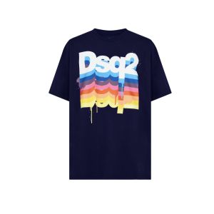 DSQUARED2 Blue With Colourful Rainbow Print T-shirt