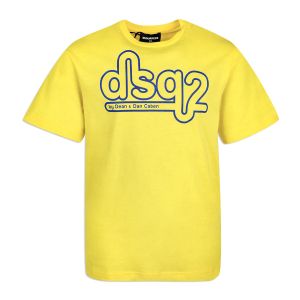 DSQUARED2 Yellow Large  Blue Edged Logo T-Shirt