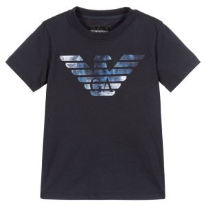 Emporio Armani Baby Boys Navy Blue Cotton Eagle Logo T-Shirt