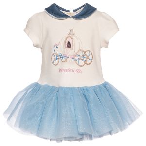 MONNALISA Bebé Cream & Blue Disney Cinderella Dress