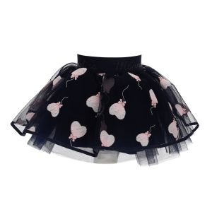 Monnalisa Baby Navy  Pink Heart Tulle Skirt
