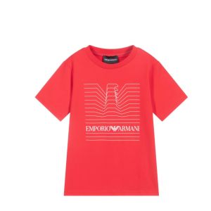 Emporio Armani Red & White Repeat Logo T-Shirt