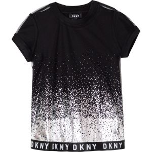 DKNY Black & Silver Tulle Logo Top
