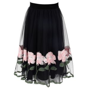 Monnalisa Chic Black Tulle Rose Skirt