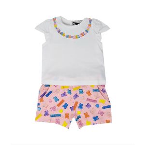Moschino Baby White & Pink Candy Toy Cotton Shorts Set