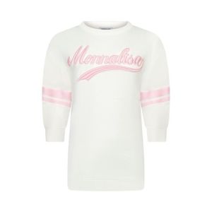 Monnalisa White and Pink Logo Sweatshirt Dress