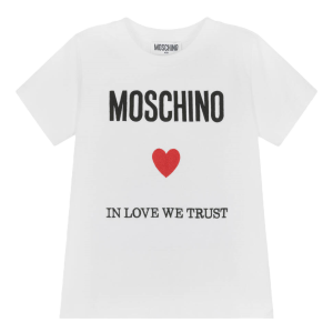 Moshino White And Red Heart Cotton T-Shirt