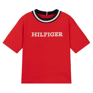 Tommy Hilfiger Boys Red Sport Monotype Cotton T-Shirt SS24