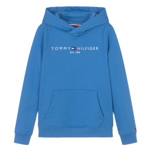 Tommy Hilfiger Boys And Girls Blue Cotton Flag Logo Hoodie SS24