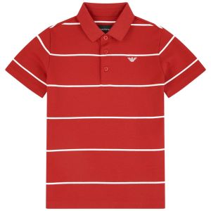Emporio Armani Boys Red Cotton Polo Shirt