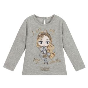 Everything Must Change Grey Cotton Jersey Girl Print Top
