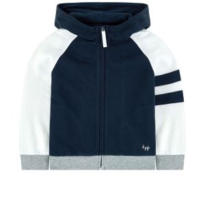 IL Gufo Boy's Navy and White Hooded Zip Up Top