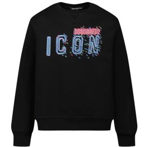 DSQUARED2 ICON Black 3D Blue &amp; Pink Logo Sweatshirt