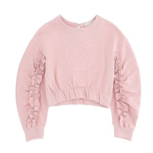 Monnalisa Girls Pink Rose Cropped Sweatshirt  