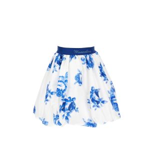 Monnalisa Chic Girls White & Blue Rose Floral Skirt