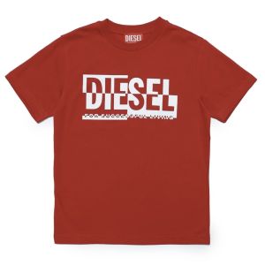 Diesel Red Wavy Logo T-Shirt