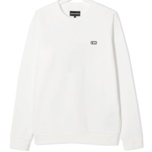 Emporio Armani Boys White Ruberised  Logo Sweatshirt