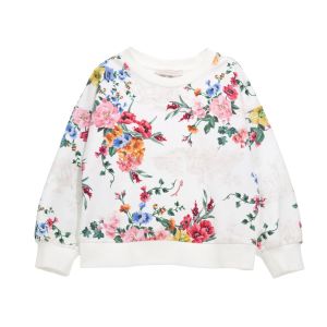 Monnalisa Girls Ivory Floral Bouquet Sweatshirt