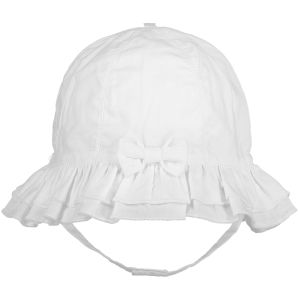 Emile Et Rose Baby Girls White 'Gabby' Sunhat With Frilled Brim & Chin Strap