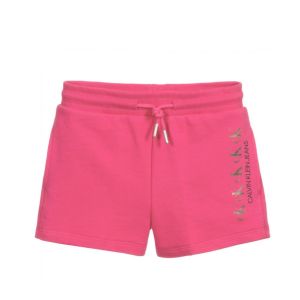 Calvin Klein Jeans Girls Gold Logo Pink Shorts