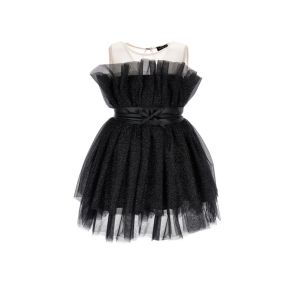 Monnalisa Black Lurex Tulle Dress