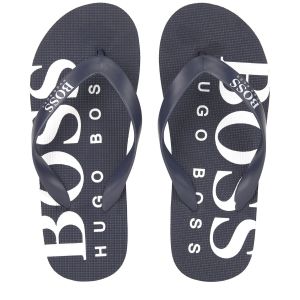 BOSS Kidswear Boys Navy Blue Logo Flip-Flops