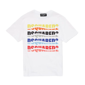 DSQUARED2 White Contrasting, All-Over Logo T-Shirt