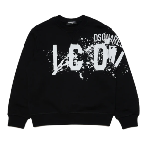 Dsquard2 Black Crew-Neck Sweatshirt With Icon Splatter Graphics