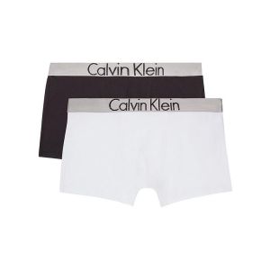 Calvin Klein White and Black Boxer Logo Shorts (2 Pack)