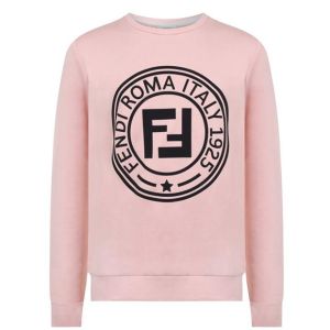 FENDI Girls Pink Black Stamp Logo Sweatshirt