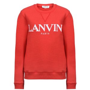 Lanvin Boys Red Cotton White Embroidered Logo Sweatshirt