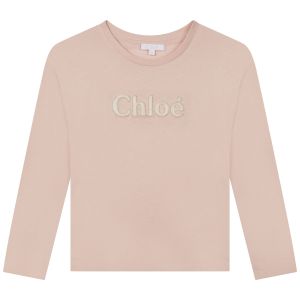 Chloé Girls Pink Towelling Logo Top