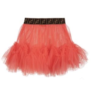 FENDI Pink Tulle FF Waistband Skirt