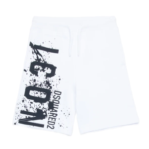 Dsquared White Shorts With Icon Splatter Graphics SS24