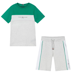 Tommy Hilfiger Boys Green Cotton Shorts Set SS24