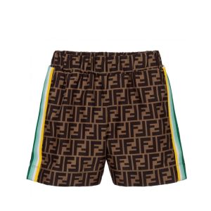 Fendi Brown FF Logo Stripe Shorts