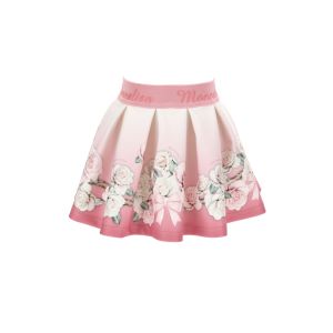 Monnalisa Pink Floral Hem Neoprene Skirt