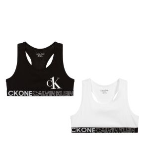 Calvin Klein Girls White and Black Logo Crop Top Set (2 Pack)