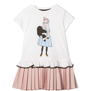 Fendi Girl & Teddy Logo Print Dress