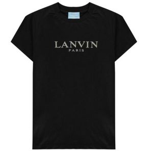 Lanvin Boys Black Cotton Grey Logo T-Shirt