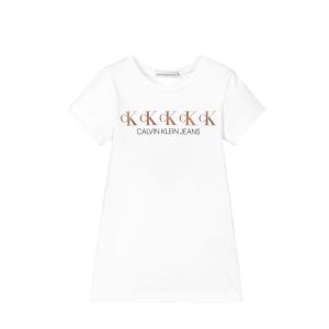Calvin Klein Jeans White Gold Logo T-Shirt Dress