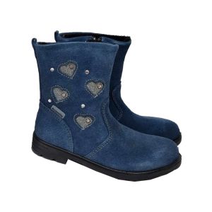 Ricosta Girls "Stefi" Blue Suede Boots With Heart Detail