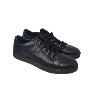 Richter Boys Black Leather Lace Up Trainers