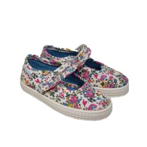 Start-Rite Girls Cream "Posy" Floral Canvas Trainers