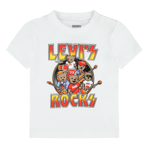 Levi&#039;s Baby Boys White T-shirt With Teddy Rock Band Print