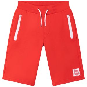 BOSS Kidswear Cotton Bright Red Logo Shorts