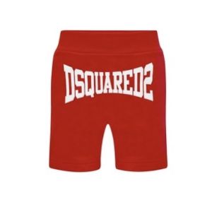 DSQUARED2 Red Stretched Logo Jersey Shorts