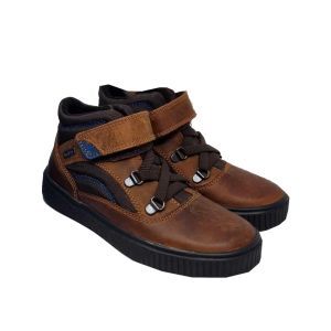 Richter Boys Brown Leather Velcro And Lace Boots