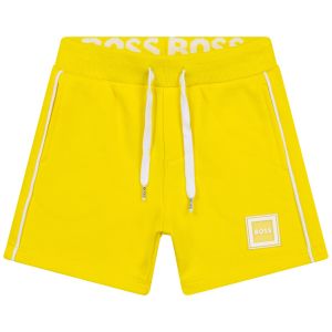 BOSS Kidswear Yellow Cotton White Logo Baby Shorts