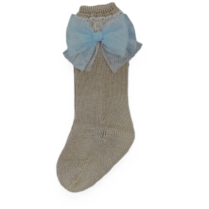 Rahigo Girl's Camel And Blue Bow Socks